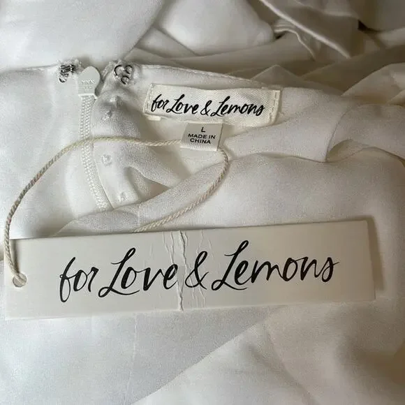 FOR LOVE & LEMONS Cora Cowl Neck Draped Off the Shoulder White Maxi Gown Size L - Picture 13 of 14